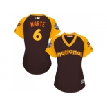 Women's Majestic Pittsburgh Pirates #6 Starling Marte Authentic Brown 2016 All-Star National League BP Cool Base MLB Jersey