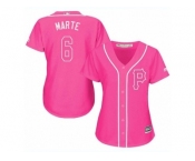 Women's Majestic Pittsburgh Pirates #6 Starling Marte Replica Pink Fashion Cool Base MLB Jersey