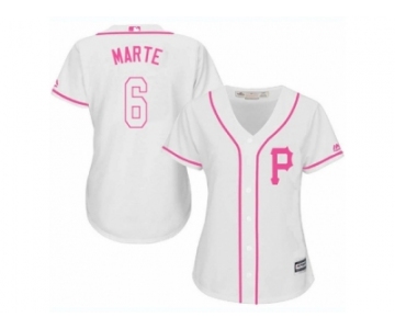 Women's Majestic Pittsburgh Pirates #6 Starling Marte Replica White Fashion Cool Base MLB Jersey