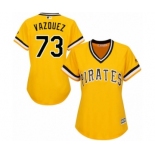 Women's Majestic Pittsburgh Pirates #73 Felipe Vazquez Authentic Gold Alternate Cool Base MLB Jersey