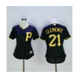 Women's Pittsburgh Pirates #21 Roberto Clemente Majestic Black Cool Base Player Jersey