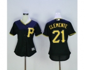 Women's Pittsburgh Pirates #21 Roberto Clemente Majestic Black Cool Base Player Jersey