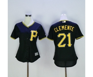 Women's Pittsburgh Pirates #21 Roberto Clemente Majestic Black Cool Base Player Jersey