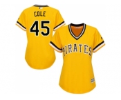 Women's Pittsburgh Pirates #45 Gerrit Cole Gold Alternate Stitched MLB Jersey