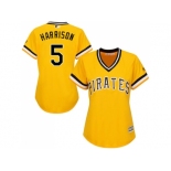 Women's Pittsburgh Pirates #5 Josh Harrison Gold Alternate Stitched MLB Jersey