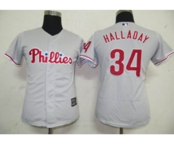 MLB Women Jerseys Philadephia Phillis #34 Halladay Grey