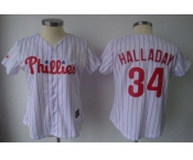 MLB Women Jerseys Philadephia Phillis #34 halladay white[Red strip]