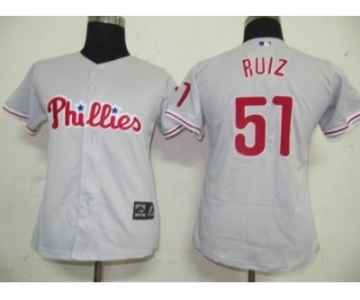 MLB Women Jerseys Philadephia Phillis #51 Ruiz Grey