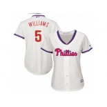 Wome Majestic Philadelphia Phillies #5 Nick Williams Replica Cream Alternate Cool Base MLB Jersey