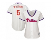 Wome Majestic Philadelphia Phillies #5 Nick Williams Replica Cream Alternate Cool Base MLB Jersey