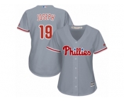 Women Majestic Philadelphia Phillies #19 Tommy Joseph Replica Grey Road Cool Base MLB Jersey