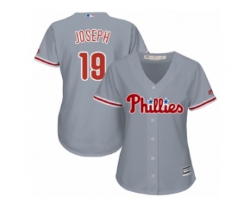 Women Majestic Philadelphia Phillies #19 Tommy Joseph Replica Grey Road Cool Base MLB Jersey