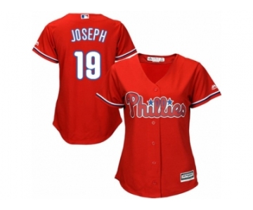 Women Majestic Philadelphia Phillies #19 Tommy Joseph Replica Red Alternate Cool Base MLB Jersey