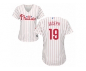 Women Majestic Philadelphia Phillies #19 Tommy Joseph Replica White Red Strip Home Cool Base MLB Jersey