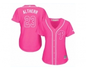 Women Majestic Philadelphia Phillies #23 Aaron Altherr Replica Pink Fashion Cool Base MLB Jersey