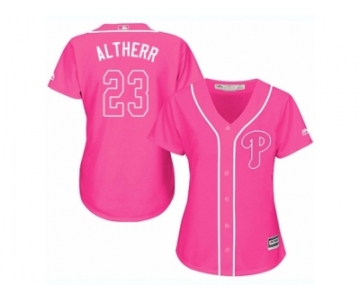 Women Majestic Philadelphia Phillies #23 Aaron Altherr Replica Pink Fashion Cool Base MLB Jersey