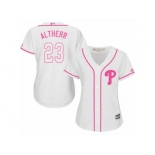 Women Majestic Philadelphia Phillies #23 Aaron Altherr Replica White Fashion Cool Base MLB Jersey