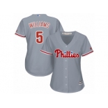 Women Majestic Philadelphia Phillies #5 Nick Williams Authentic Grey Road Cool Base MLB Jersey