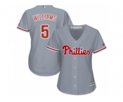 Women Majestic Philadelphia Phillies #5 Nick Williams Authentic Grey Road Cool Base MLB Jersey