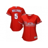 Women Majestic Philadelphia Phillies #5 Nick Williams Authentic Red Alternate Cool Base MLB Jersey