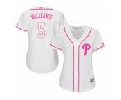 Women Majestic Philadelphia Phillies #5 Nick Williams Authentic White Fashion Cool Base MLB Jersey