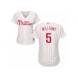 Women Majestic Philadelphia Phillies #5 Nick Williams Replica White Red Strip Home Cool Base MLB Jersey