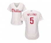 Women Majestic Philadelphia Phillies #5 Nick Williams Replica White Red Strip Home Cool Base MLB Jersey