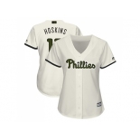 Women Philadelphia Phillies #17 Rhys Hoskins Cream 2018 Memorial Day Cool Base Stitched MLB Jersey