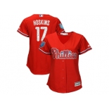 Women Philadelphia Phillies #17 Rhys Hoskins Majestic Scarlet 2018 Spring Training Cool Base Player Jersey