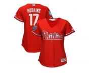 Women Philadelphia Phillies #17 Rhys Hoskins Majestic Scarlet 2018 Spring Training Cool Base Player Jersey