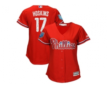 Women Philadelphia Phillies #17 Rhys Hoskins Majestic Scarlet 2018 Spring Training Cool Base Player Jersey