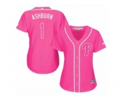 Women's Majestic Philadelphia Phillies #1 Richie Ashburn Replica Pink Fashion Cool Base MLB Jersey