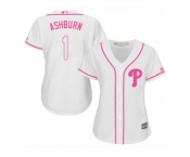 Women's Majestic Philadelphia Phillies #1 Richie Ashburn Replica White Fashion Cool Base MLB Jersey