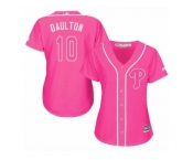 Women's Majestic Philadelphia Phillies #10 Darren Daulton Replica Pink Fashion Cool Base MLB Jersey