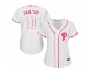 Women's Majestic Philadelphia Phillies #10 Darren Daulton Replica White Fashion Cool Base MLB Jersey