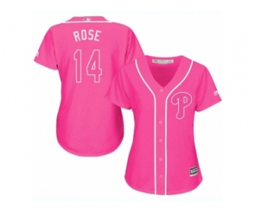 Women's Majestic Philadelphia Phillies #14 Pete Rose Replica Pink Fashion Cool Base MLB Jersey