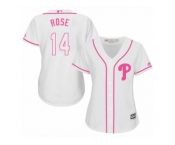 Women's Majestic Philadelphia Phillies #14 Pete Rose Replica White Fashion Cool Base MLB Jersey