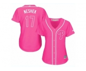 Women's Majestic Philadelphia Phillies #17 Pat Neshek Replica Pink Fashion Cool Base MLB Jersey