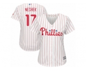 Women's Majestic Philadelphia Phillies #17 Pat Neshek Replica White Red Strip Home Cool Base MLB Jersey