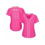 Women's Majestic Philadelphia Phillies #26 Chase Utley Authentic Pink Fashion Cool Base MLB Jersey