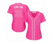 Women's Majestic Philadelphia Phillies #32 Steve Carlton Replica Pink Fashion Cool Base MLB Jersey