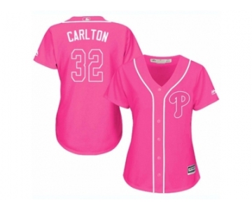 Women's Majestic Philadelphia Phillies #32 Steve Carlton Replica Pink Fashion Cool Base MLB Jersey