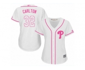 Women's Majestic Philadelphia Phillies #32 Steve Carlton Replica White Fashion Cool Base MLB Jersey