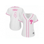 Women's Majestic Philadelphia Phillies #4 Jimmy Foxx Replica White Fashion Cool Base MLB Jersey