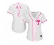 Women's Majestic Philadelphia Phillies #4 Jimmy Foxx Replica White Fashion Cool Base MLB Jersey