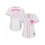 Women's Majestic Philadelphia Phillies #47 Larry Andersen Replica White Fashion Cool Base MLB Jersey