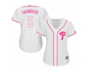 Women's Majestic Philadelphia Phillies #5 Michael Saunders Authentic White Fashion Cool Base MLB Jersey