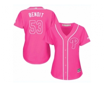 Women's Majestic Philadelphia Phillies #53 Joaquin Benoit Replica Pink Fashion Cool Base MLB Jersey