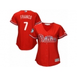 Women's Majestic Philadelphia Phillies #7 Maikel Franco Authentic Scarlet 2017 Spring Training Cool Base MLB Jersey