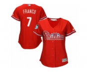 Women's Majestic Philadelphia Phillies #7 Maikel Franco Authentic Scarlet 2017 Spring Training Cool Base MLB Jersey